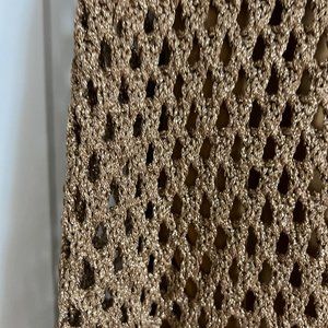 ZARA WOMAN SS23 GOLDEN OPEN-KNIT METALLIC THREAD DRESS SIZE M NWT